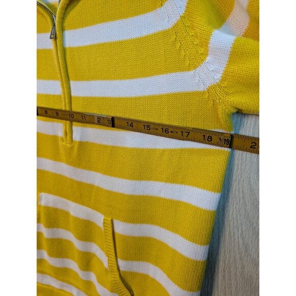 LRL Lauren Ralph Yellow White Quarter Zip Sweater Womens Size XL Cotton - Picture 5 of 6